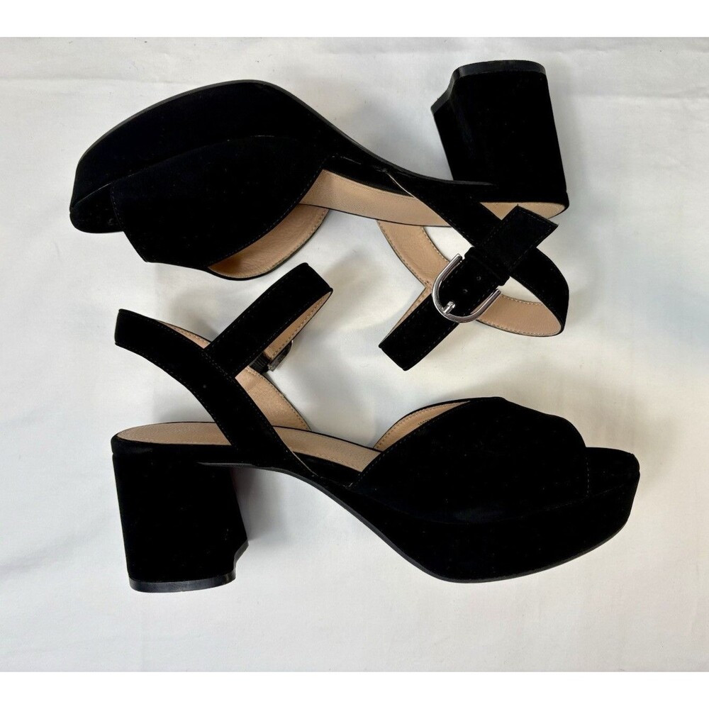 Xappeal Vivi Black Faux Suede Platform Sandal Chunky Block Heel Size 8.5M
